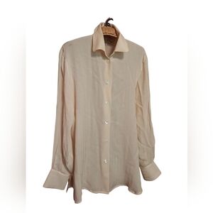 Vintage Burberrys Cream Blouse Herringbone Texture Long Sleeved Old Money Luxury